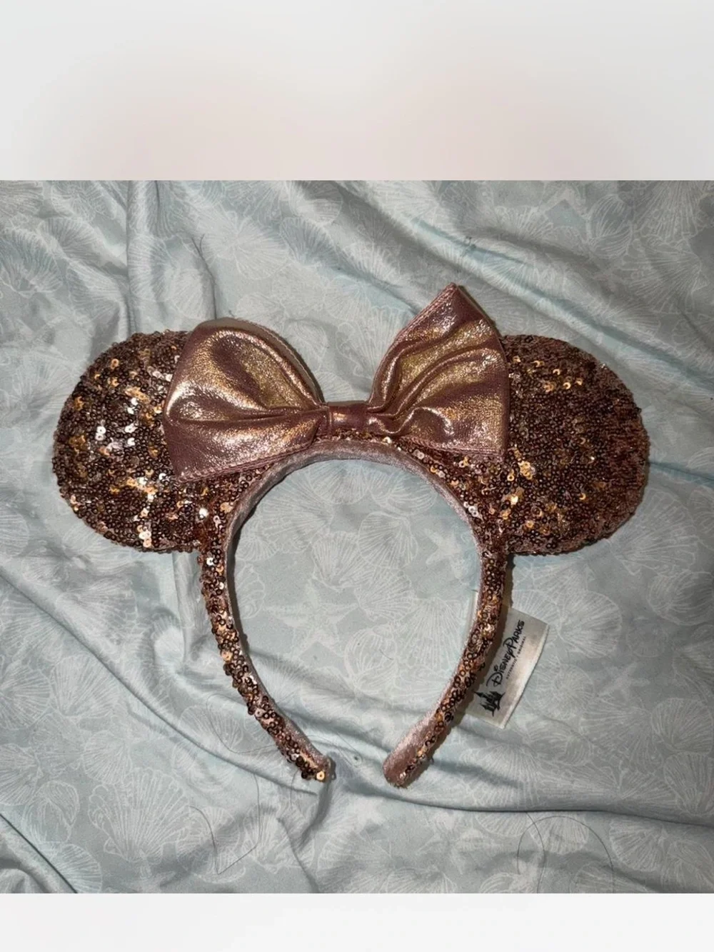 Disney Sequin Minnie Ear Headband in Rose Gold